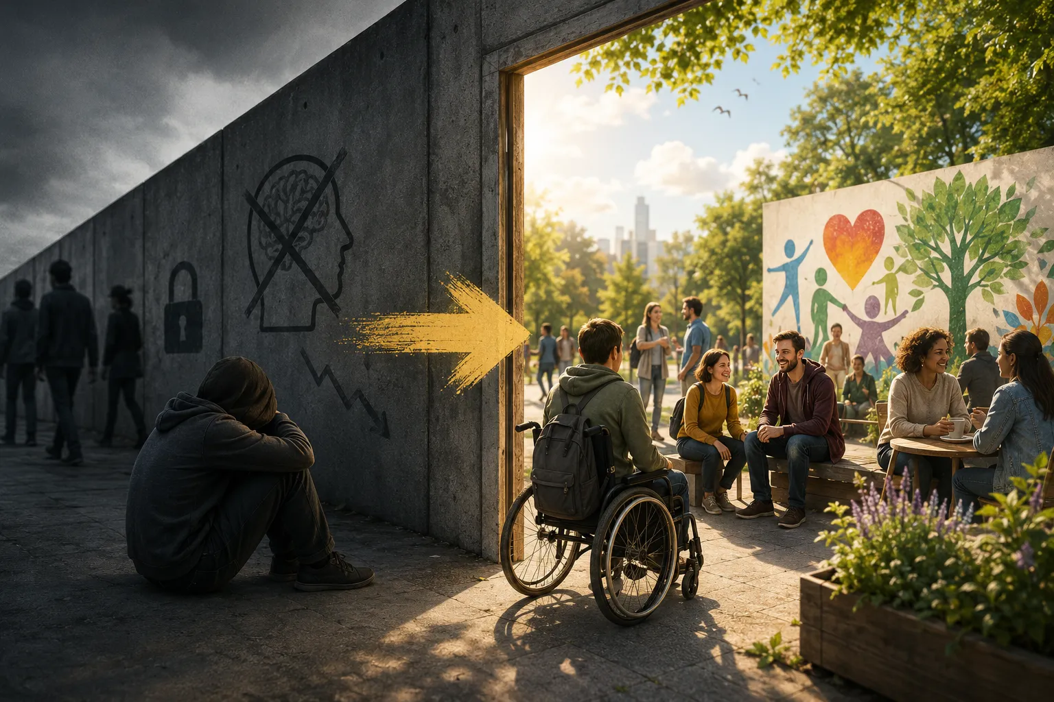 Illustration einer offenen und vielfältigen Gemeinschaft.